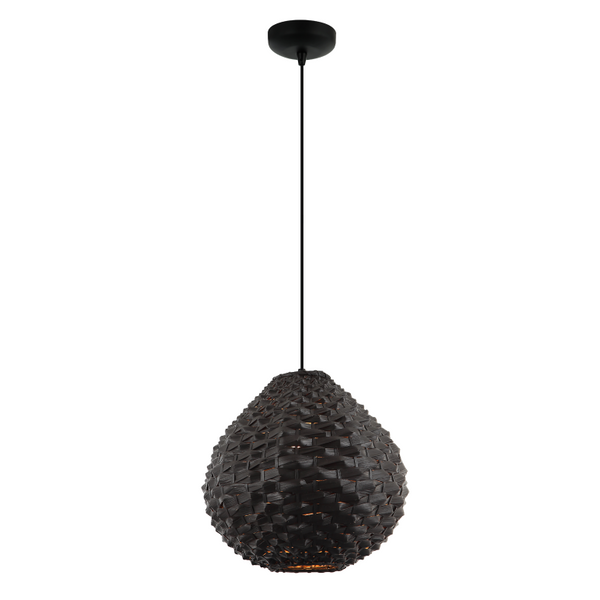 Chericoni Nature Treccia Hängelampe, Ø32 cm, 1-flammig, E27, schwarz, modernes Naturdesign.