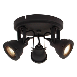 Chericoni Nero 3-flammiger Spot – montiert an der Decke in Wohnraum