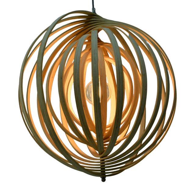 Chericoni Ring Hängelampen in Natur Holz und Schwarz – Größenvergleich Ø60 und Ø50 c