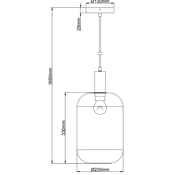 Detailaufnahme der getönten Glas-Kuppel der Specchio Hängelampe