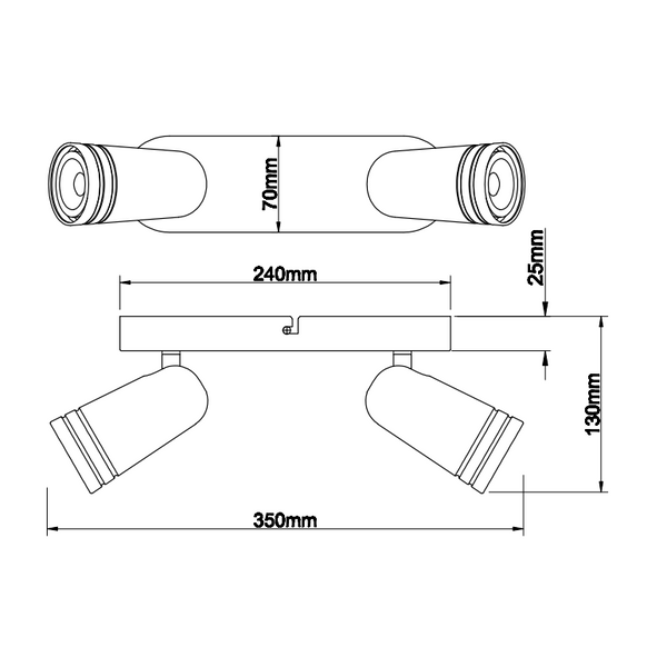 Chericoni Spero 2-flammige Plafondspot in Weiß – Ø6 cm – GU10 – dreh- und schwenkbar