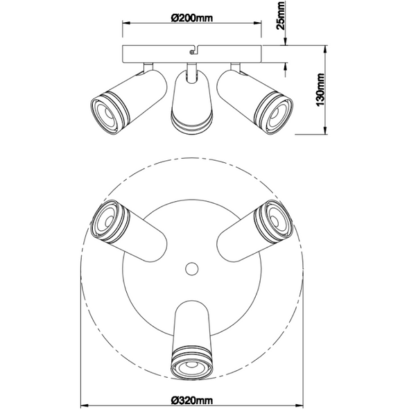 Chericoni Spero 3-flammige Plafondspot in Weiß – Ø6 cm – GU10 – modern & verstellbar
