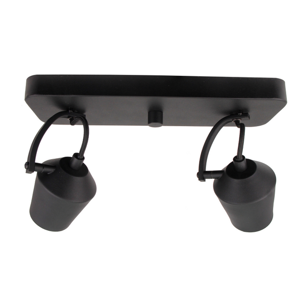 Chericoni Tavola Deckenstrahler 2-flammig Schwarz neben Couch im Wohnzimmer