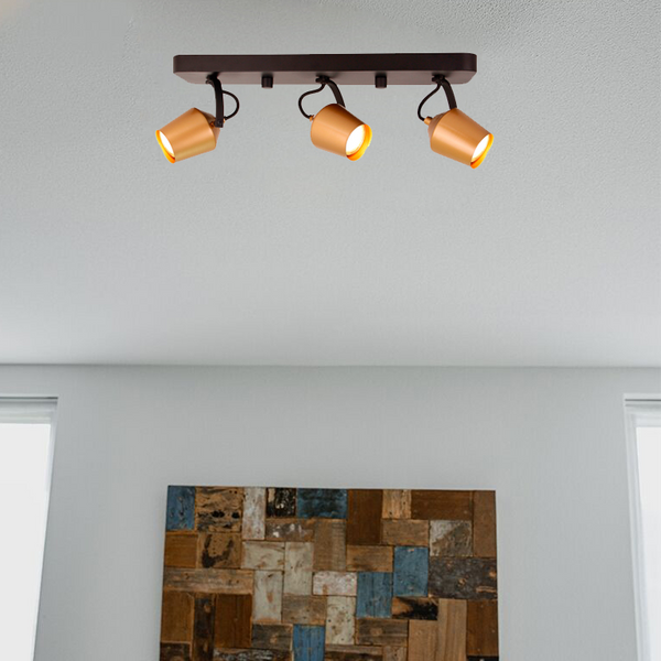 Moderne Tavola Deckenlampe 3-flammig GU10 in Gold im Wohnzimmer