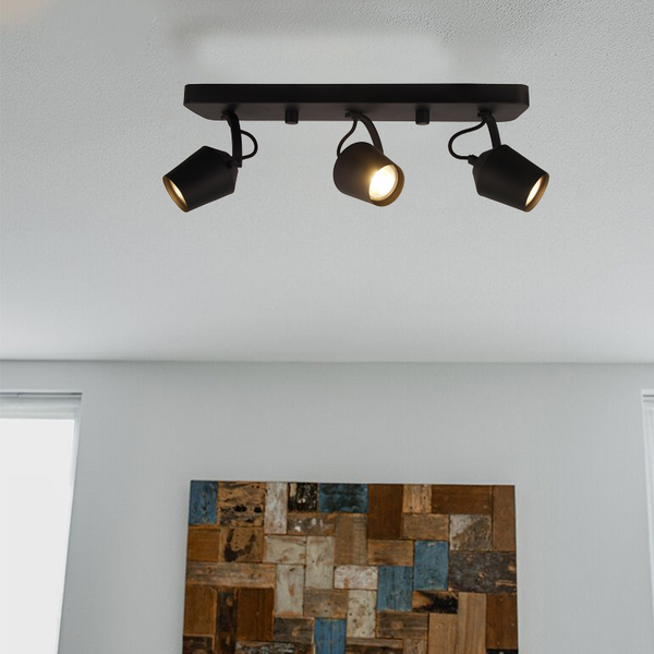 Moderne Tavola Deckenlampe 3-flammig GU10 in Schwarz im Wohnzimmer