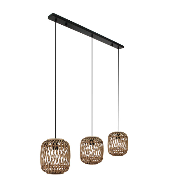 Diverse 3-lichts hanglamp Kruis – Naturel/Bamboe – Hoogte 156 cm – Ø22 cm