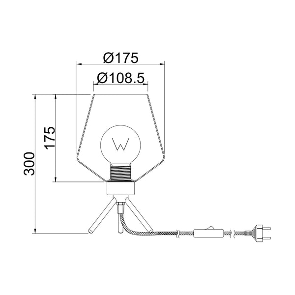 Kompakte Tischlampe mit Glasschirm und schwarzen Metallfüßen
