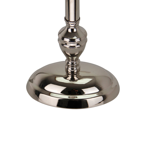 Lampenfuß Nickel Glanz 35 cm, edles Metall-Design mit reflektierender Oberfläche und E27-Fassung.