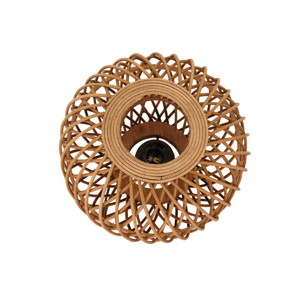 Ø25 cm Nature Diagonaal Tischlampe, 1-flammig, E27, Bambus Holz, dekoratives Naturlicht