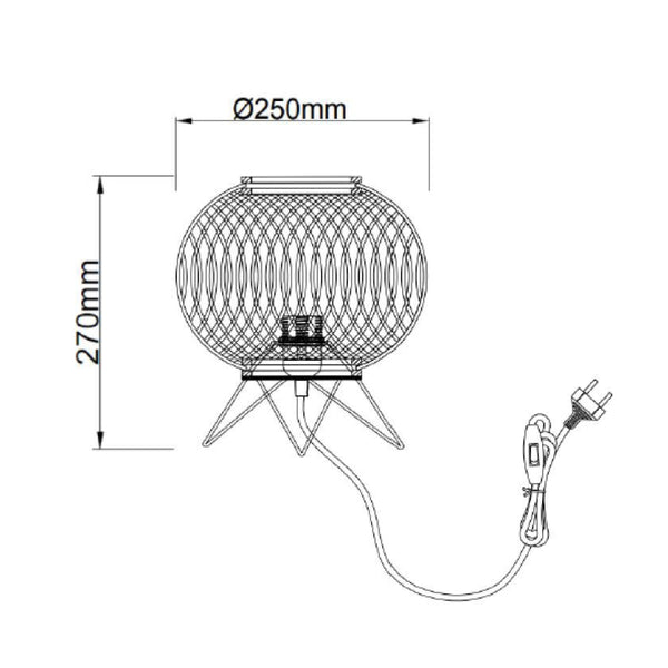 Nature Diagonaal Round Tischlampe, Bambus Holz, Ø25 cm, 1-flammig, E27 – zeitlos und ökologisch.