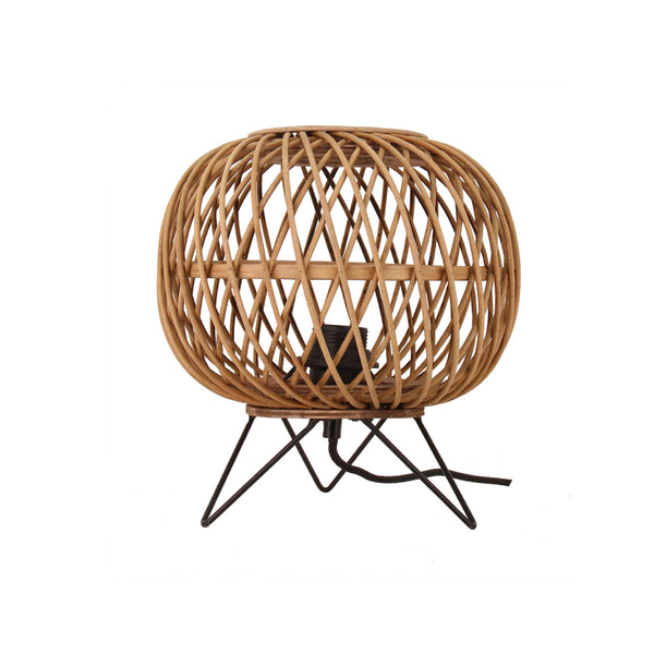 Bambus Tischlampe Nature Diagonaal Round, Ø25 cm, 1-flammig, E27, für gemütliche Wohnräume.