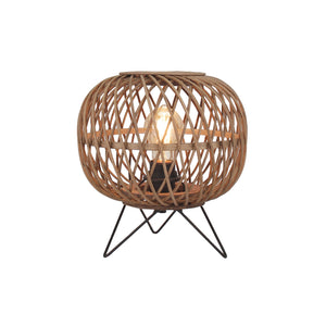 Nature Diagonaal Round Tischlampe, Ø25 cm, 1-flammig, E27, aus Bambus Holz für natürliches Ambiente.
