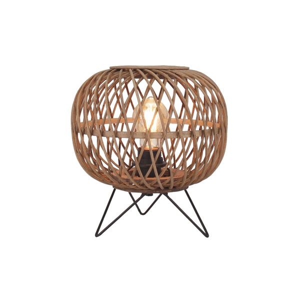 Nature Diagonaal Round Tischlampe, Ø25 cm, 1-flammig, E27, aus Bambus Holz für natürliches Ambiente.
