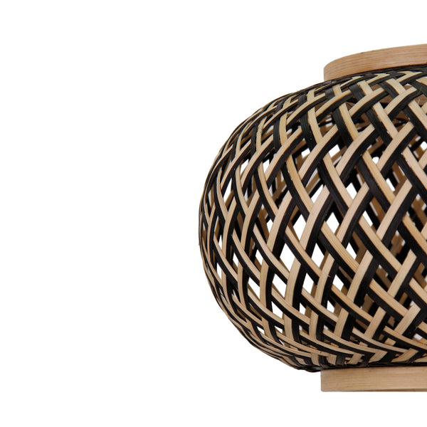 Verschillende geweven hanglampen – 3 hoogtes met 3 bamboe kappen Ø28cm – Stijlvolle verlichting met een natuurlijke uitstraling