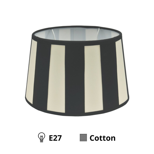Various Lampenschirm Oval - Schwarz mit Balkenmuster – Ø20, Ø 22 oder Ø26 cm – Chintz
