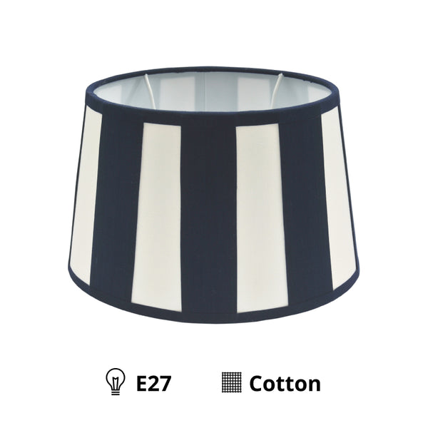Diverse lampenkap ovaal - Marine met staafpatroon - Ø20, Ø22 of Ø26 cm - Chintz