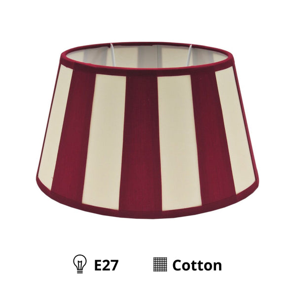 Diverse lampenkap ovaal - rood met staafpatroon - Ø20, Ø22 of Ø26 cm - Chintz