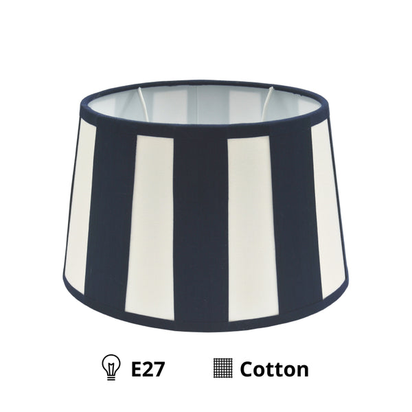 Diverse lampenkap ovaal - Marine met staafpatroon - Ø20, Ø22 of Ø26 cm - Chintz