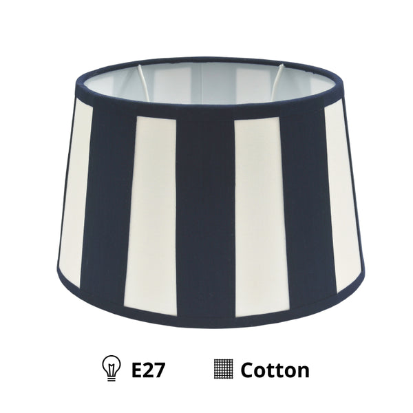 Diverse lampenkap ovaal - Marine met staafpatroon - Ø20, Ø22 of Ø26 cm - Chintz