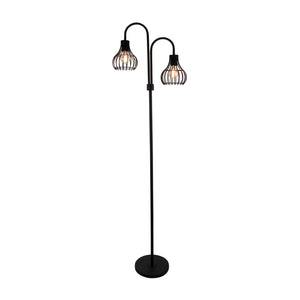 Industrial Stehlampe Cipolle mit schwarzem Metall-Käfig – Moderne Bogenlampe für stilvolle Beleuchtung.