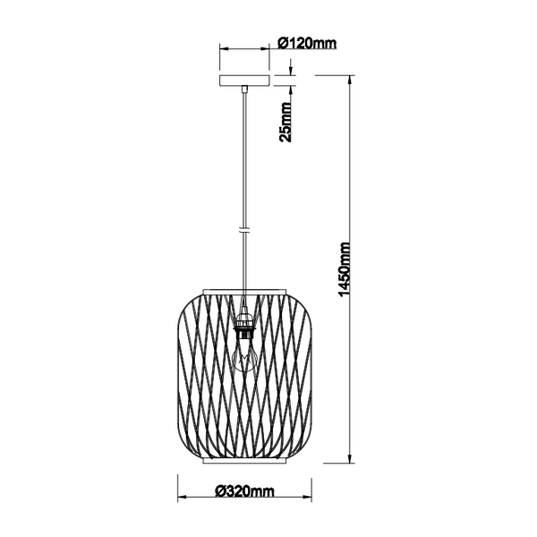 Various Cross hanglamp – 1 lamp – Ø32 cm – E27 - Natuurlijk hout