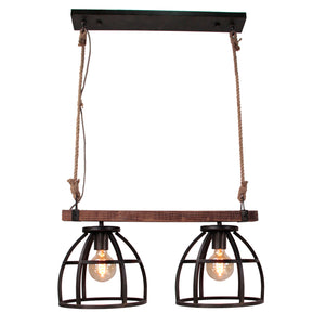 Various Frame Pendelleuchte 2-flammig Metall & Holz über Esstisch
