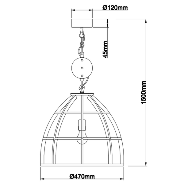 Verschillende Frame hanglamp – 1-lamp – Ø47 cm – E27 – Zwart met hout