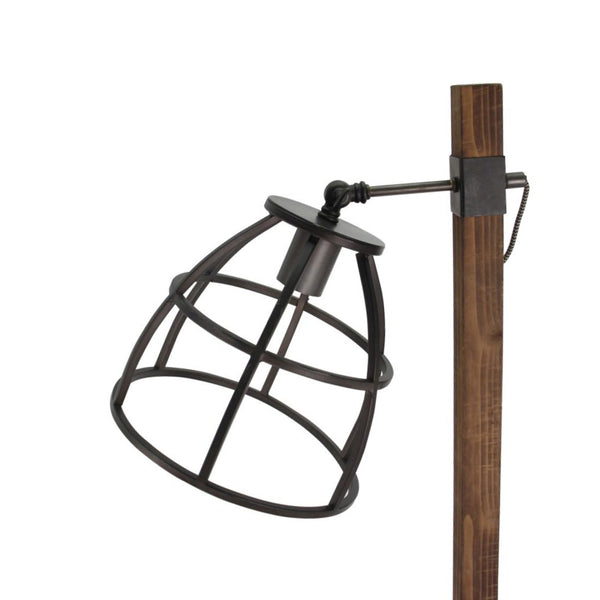 Minimalistische Frame Stehlampe mit schwarzem Metallgestell und Holzfuß
