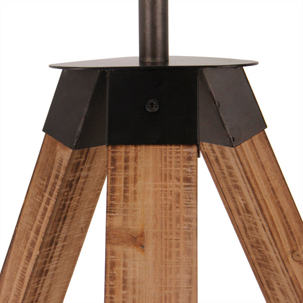 Schwarzer Metallschirm mit natürlichem Holzgestell – Frame Lampe