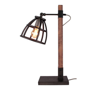 Various Frame Tischlampe mit schwarzem Metallschirm und Holzfuß