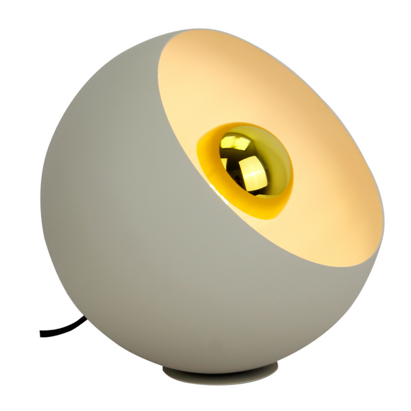 Hellgrüne Tischlampe Sfera – runde Form – cremefarbene Innenfläche