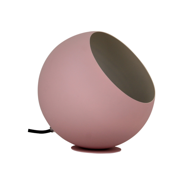 Rosa Tischlampe Sfera – runde Form – cremefarbene Innenfläche