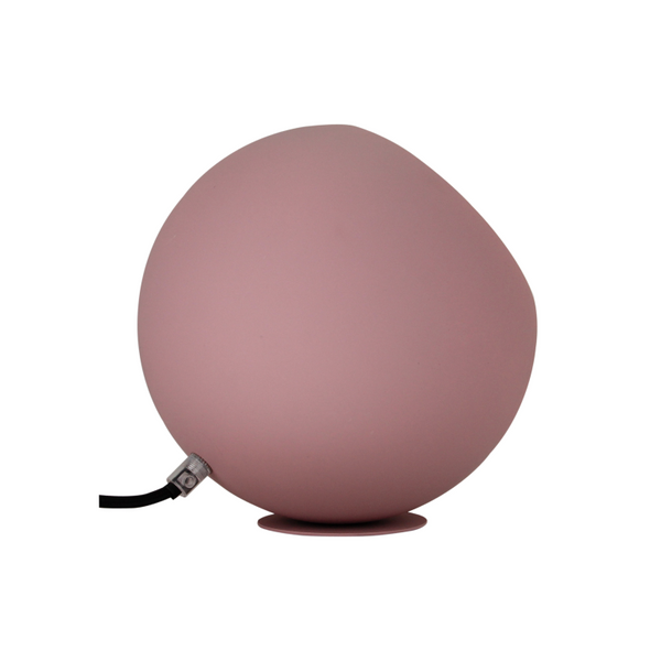 Rosa Tischlampe Sfera – runde Form – cremefarbene Innenfläche