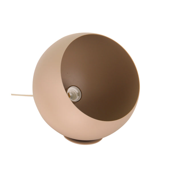 Sandfarbene Tischlampe Sfera – runde Form – cremefarbene Innenfläche