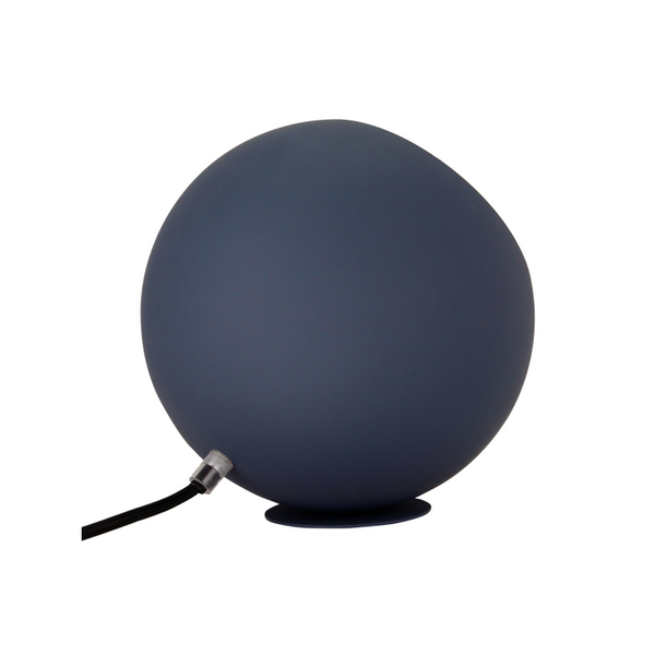 Navy Blaue Tischlampe Sfera – runde Form – cremefarbene Innenfläche