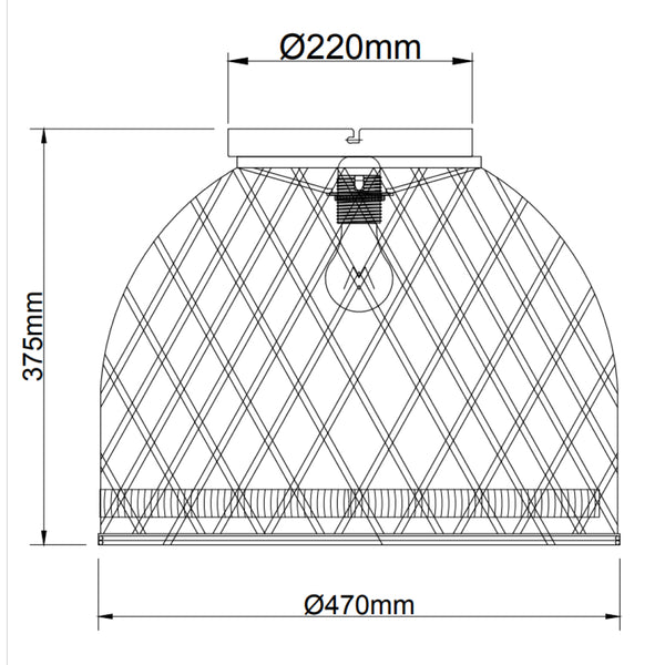 Boho Deckenlampe Bambus Natur Schwarz Ø47 cm