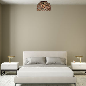 Runde Deckenlampe Bambus 1-flammig Natur Schwarz