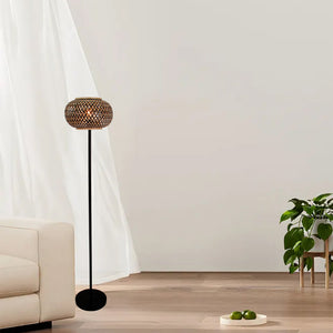 Moderne 1-flammige Stehlampe aus Bambus und Metall – Various Weaving