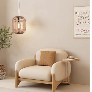 Detailaufnahme der Bambusstruktur der Various Woven Hängelampe in Natur/Beige