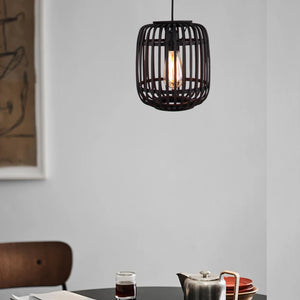 Various Woven Hängelampe 1-flammig Ø22 cm aus schwarzem Bambus