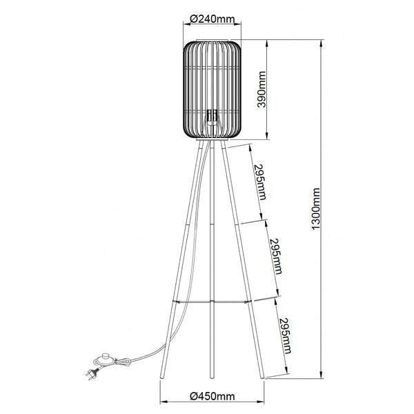 Stehlampe mit schwarzem Bambus-Schirm – gemütliches Licht
