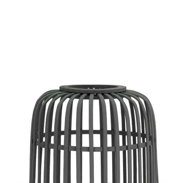 Moderne Woven Stehleuchte mit Metall-Dreibein und grauem Schirm