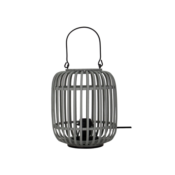 Stilvolle Bambus Tischleuchte Grau mit E27-Fassung