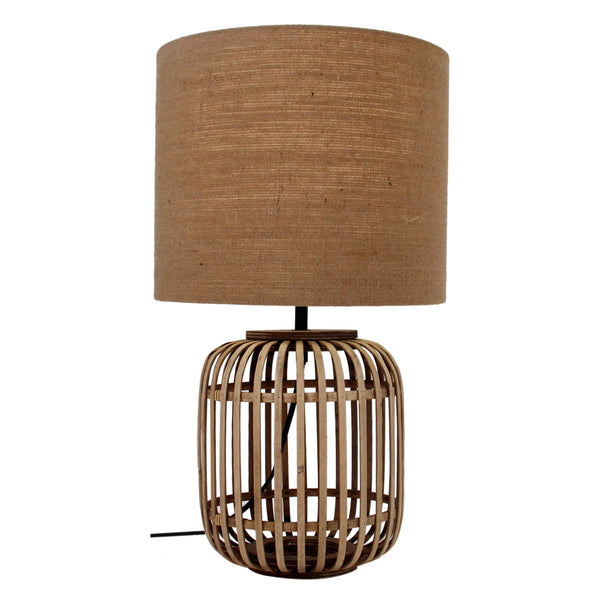 Tischlampe aus Naturmaterialien mit warmem Licht