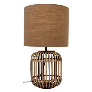 Various Woven Tischlampe aus geflochtenem Bambus in Beige