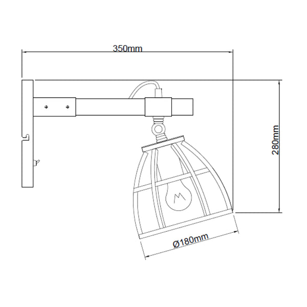 Wandlamp Various Frame – Industrieel design van metaal & hout – Ø18 cm – E27 fitting