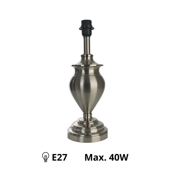 Various Metall-Lampenfuß in Nickel Matt – Klassische Eleganz für Ihre Beleuchtung (43 cm)