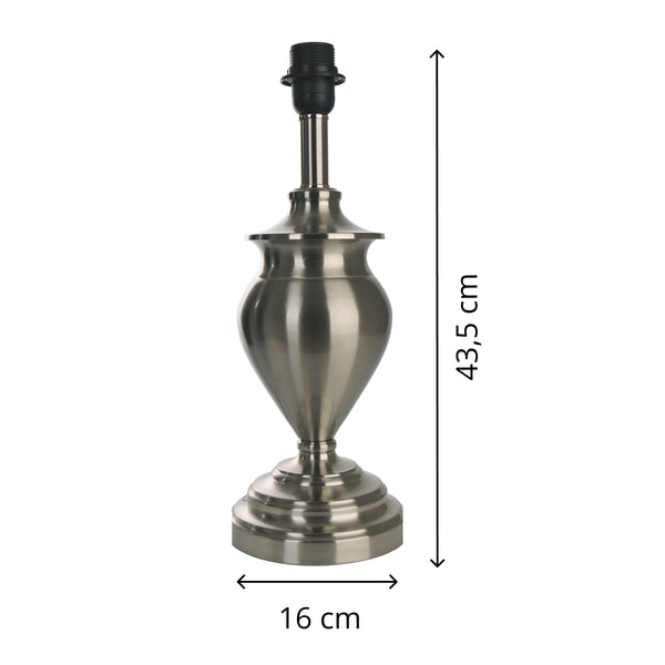 Various Metall-Lampenfuß in Nickel Matt – Klassische Eleganz für Ihre Beleuchtung (43,5 cm)