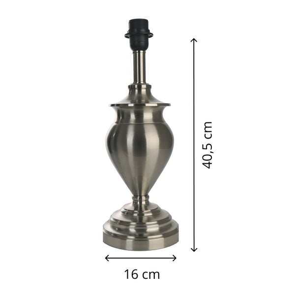 Various Metall-Lampenfuß in Nickel Matt – Klassische Eleganz für Ihre Beleuchtung (40,5 cm)