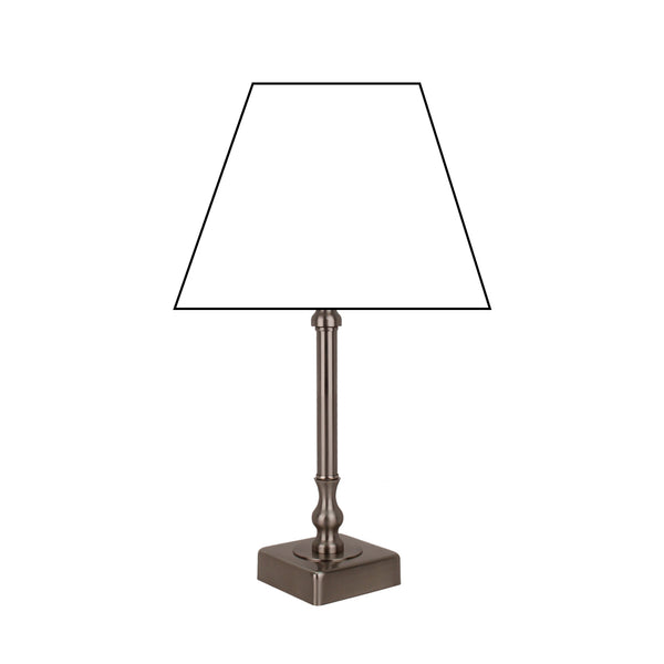 Various Metall Lampenfuß – Nickel Matt & Schwarz – Höhe 33 cm, E27-Fassung, quadratische Basis